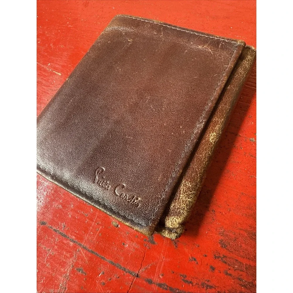 VTG Pierre Cardin DARK BROWN GENUINE LEATHER ID CARD BILL‎ HOLDER BIFOLD WALLET